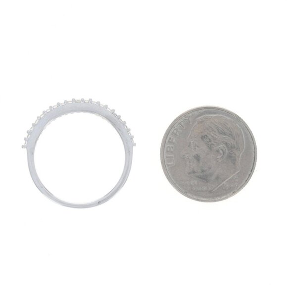 White Gold Diamond Wedding Band 14k Round Brilliant .15ctw Ring - Picture 5 of 7